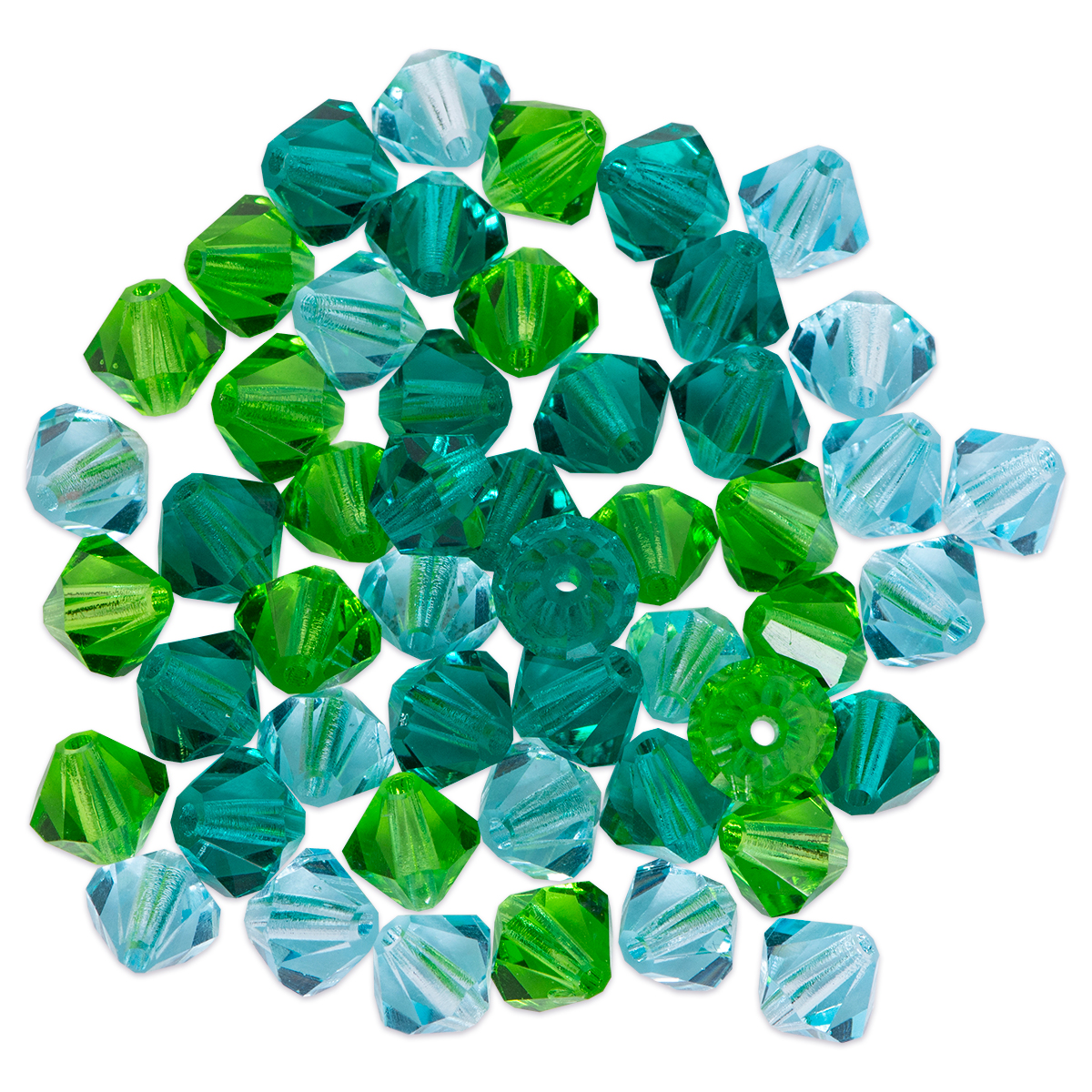 Glasschliffspitzperle 6mm 50 St. peridot/aqua/blue zircon
