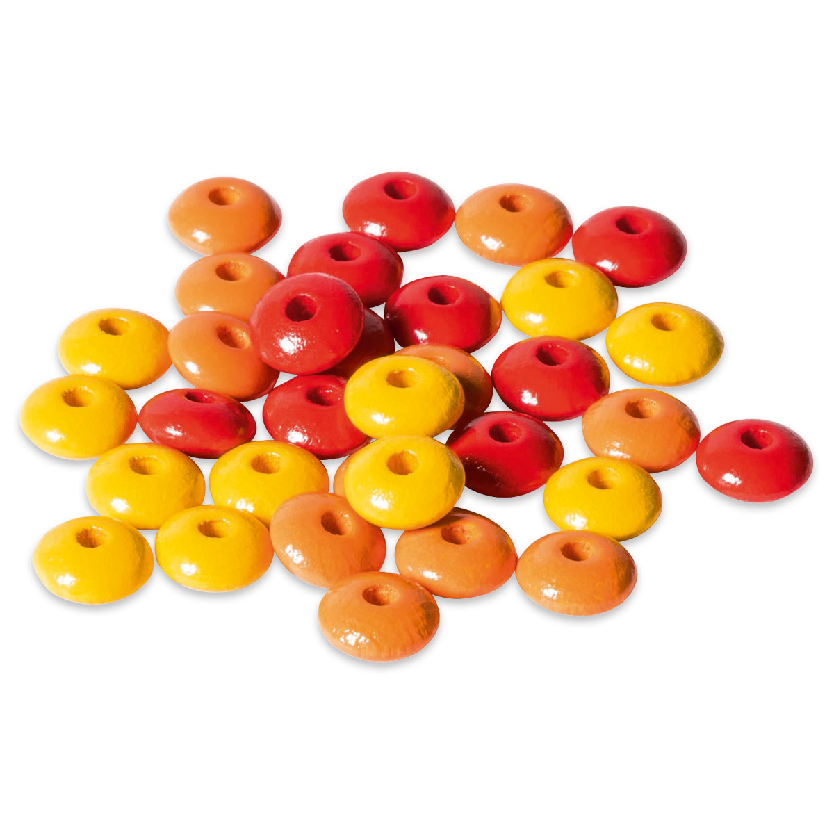 Holzlinsen-Mix 5mm stark Ø 10mm 33 St. gelb/orange/rot