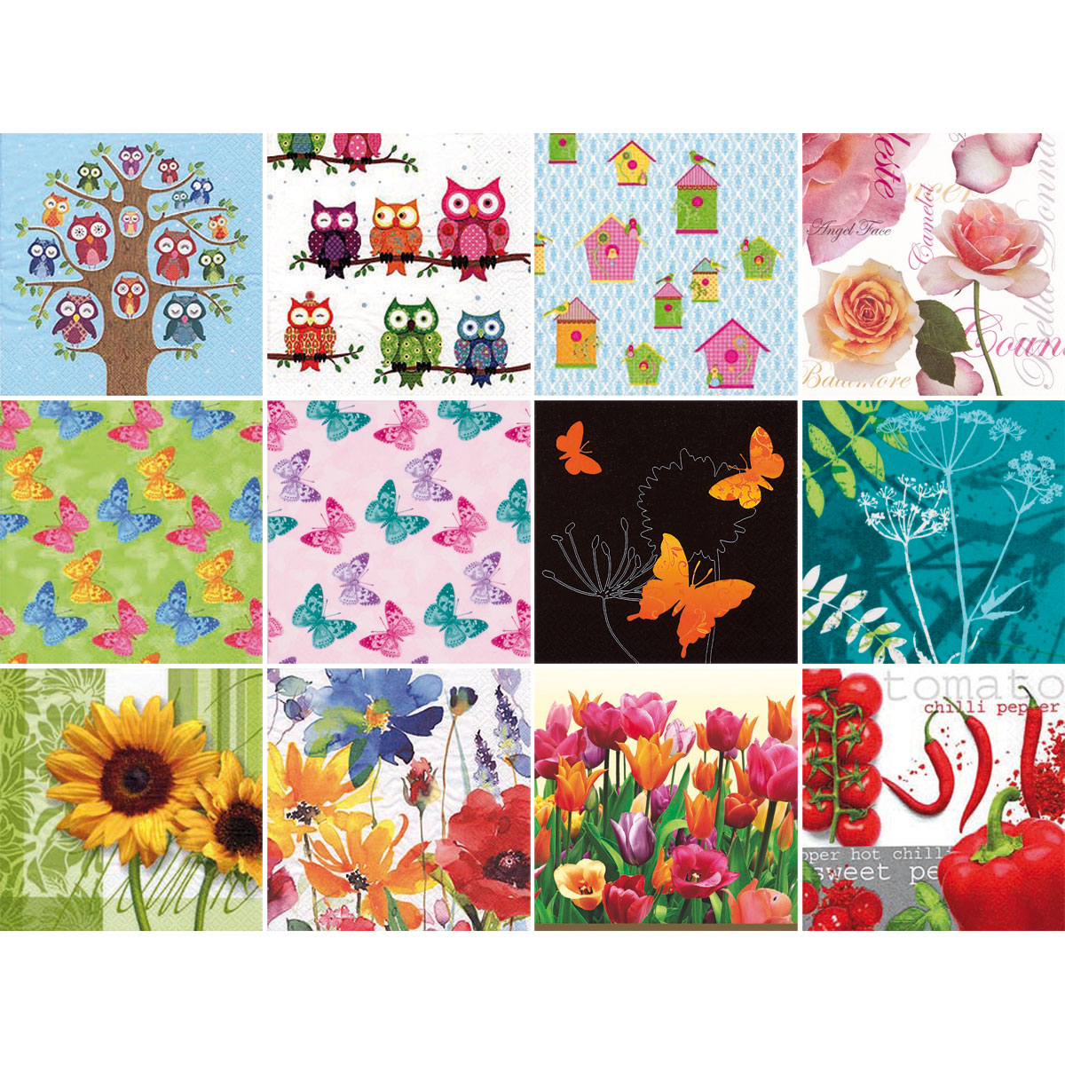 Bunter Servietten-Mix XXL 33x33cm 30 St.
