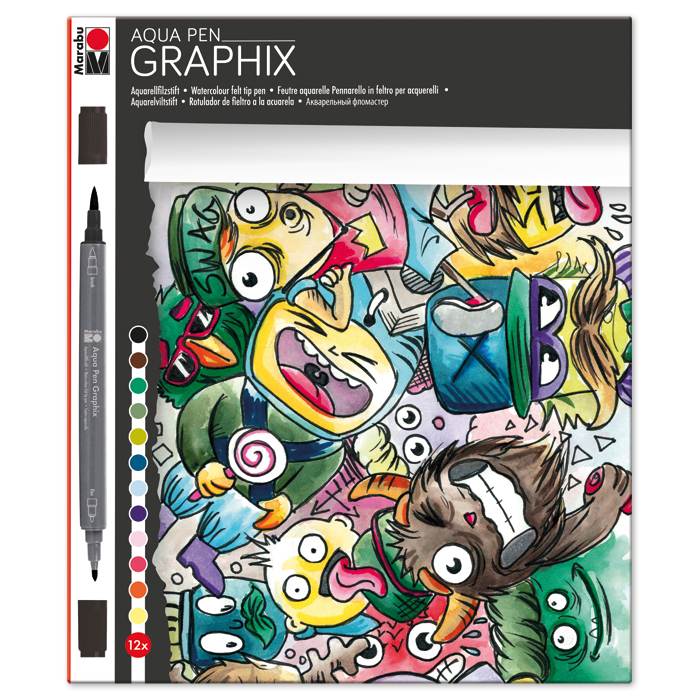 53014510VghbpM1KBBrMx Aqua Pen Graphix 12 Aquarell-Filzstifte