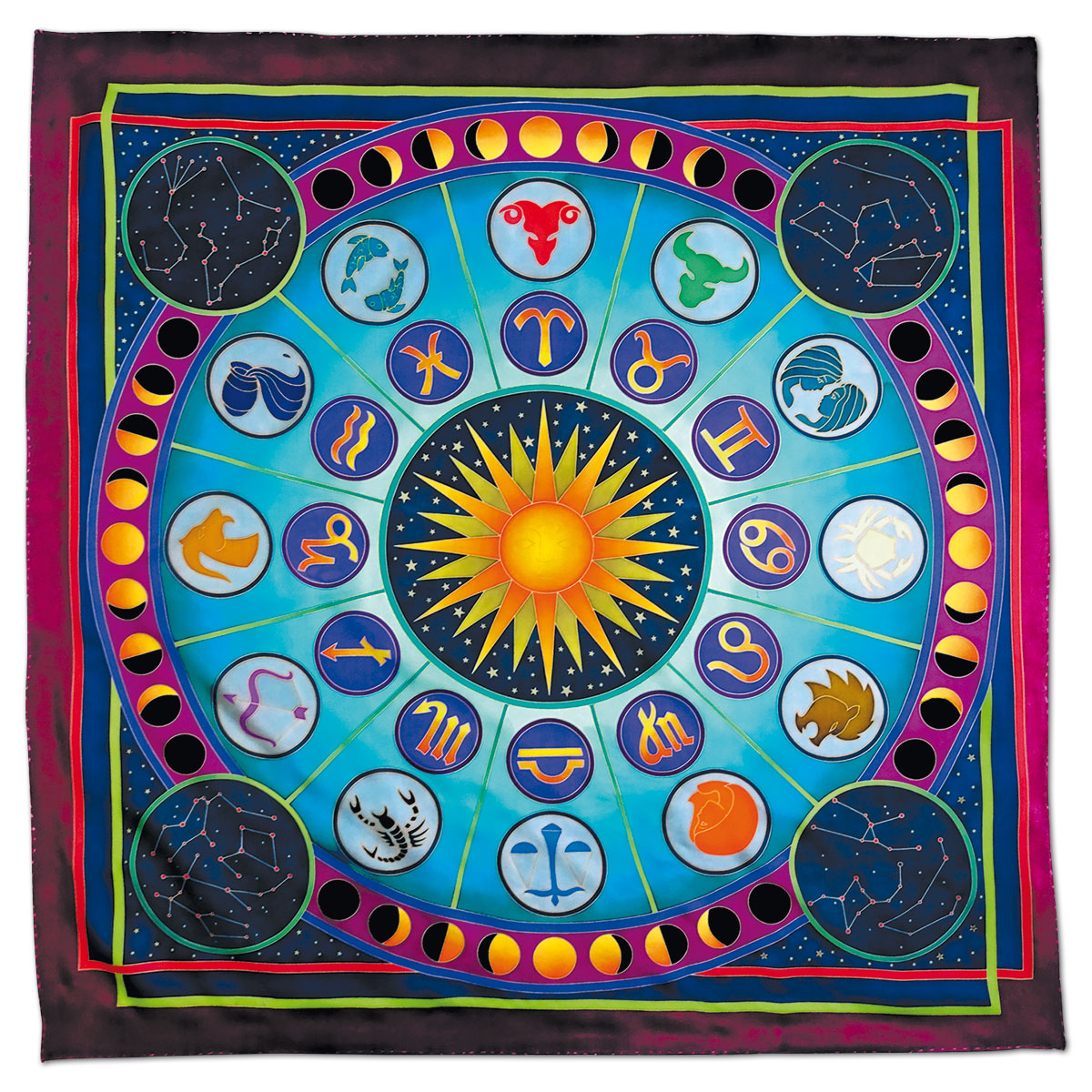 Tuch Gutta gold 90x90cm Zodiac/Tierkreis