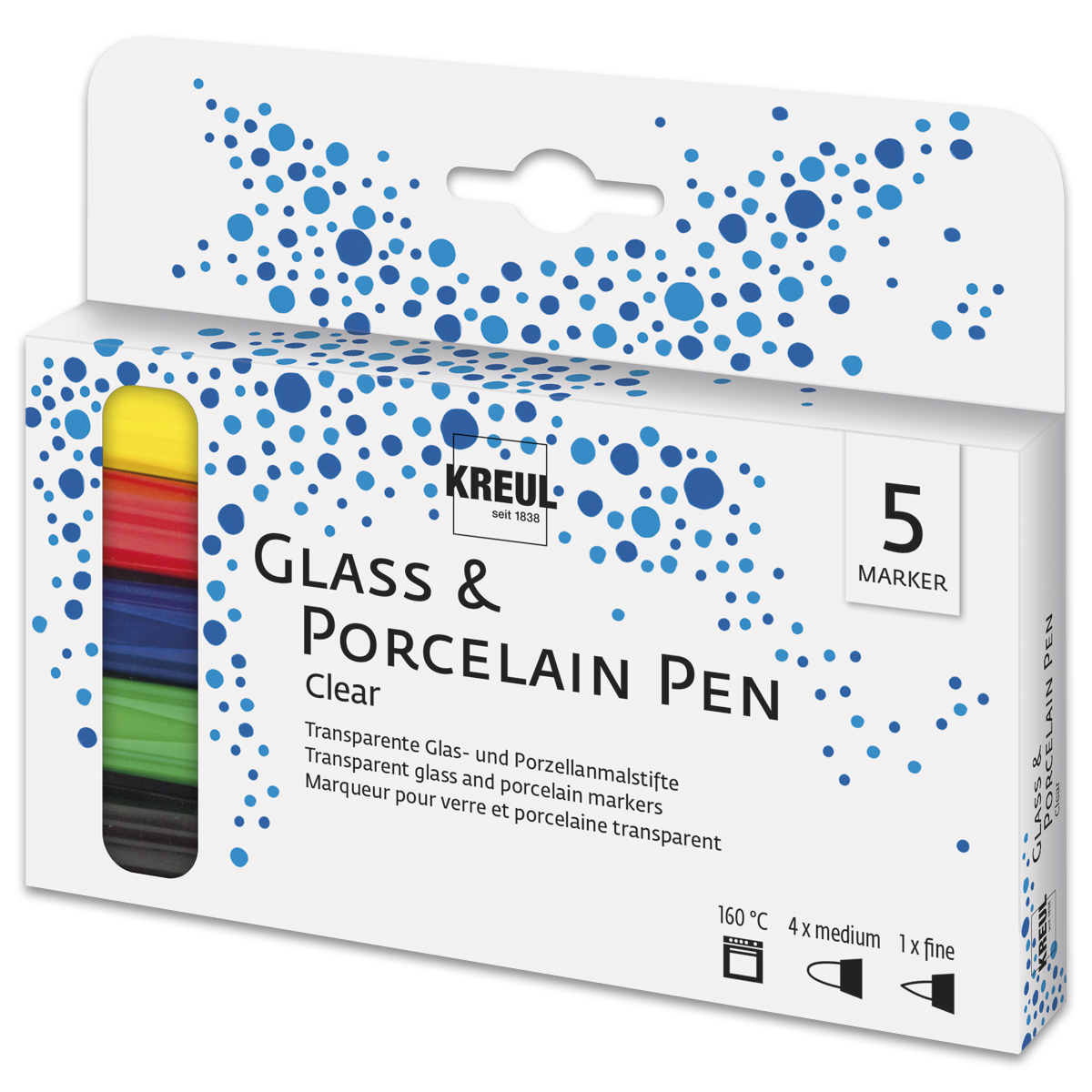 KREUL PorcelainPen-Set Clear 5 Stifte/Farben