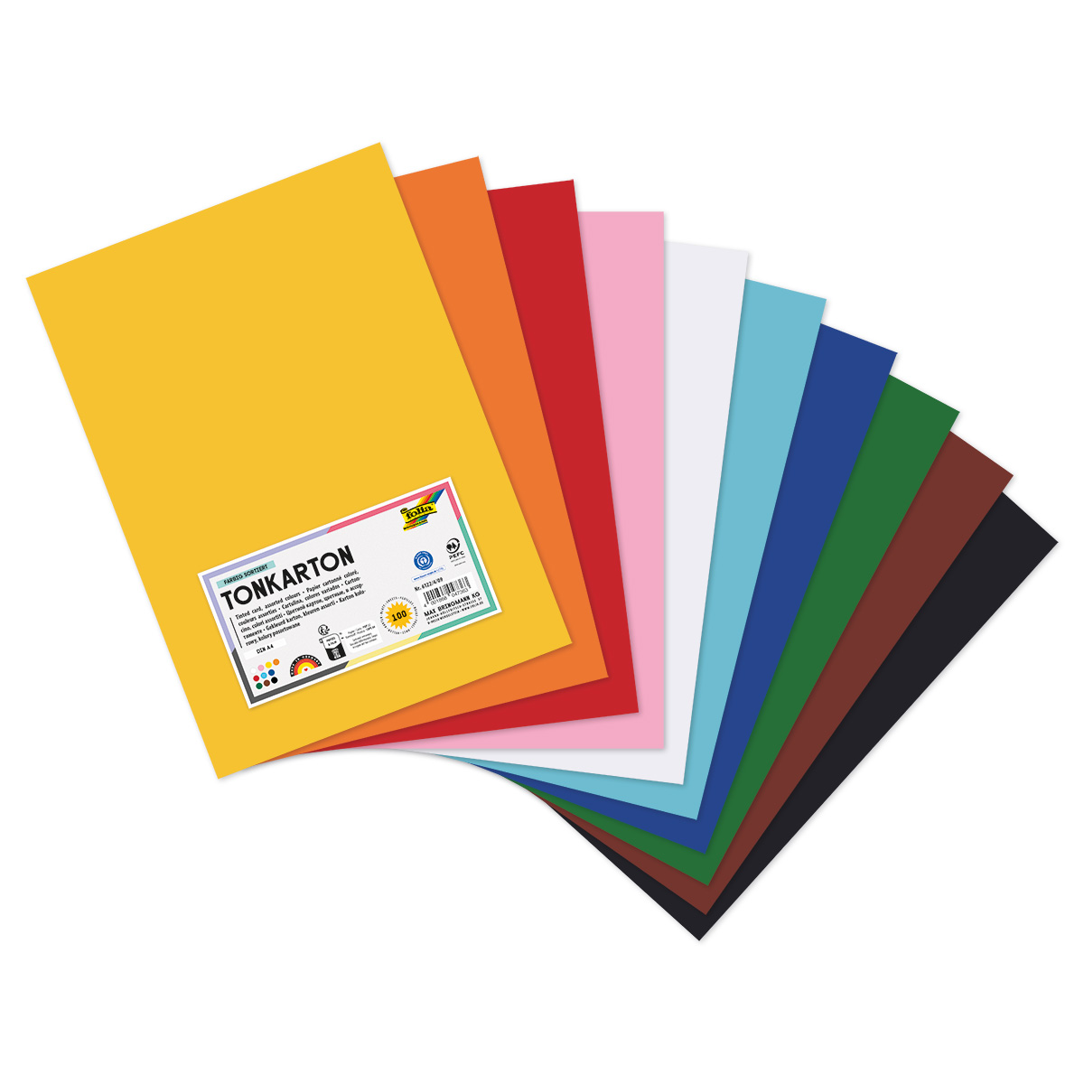 Tonkarton 220g/m² DIN A4 100 Bl./10 Farben