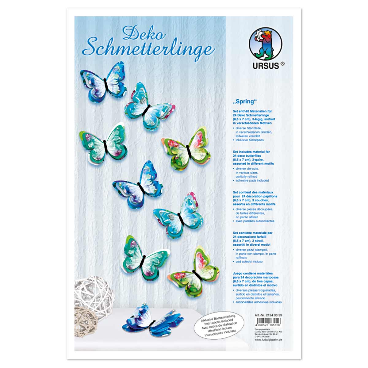 3D-Deko-Schmetterlinge Papier 24 St. Spring