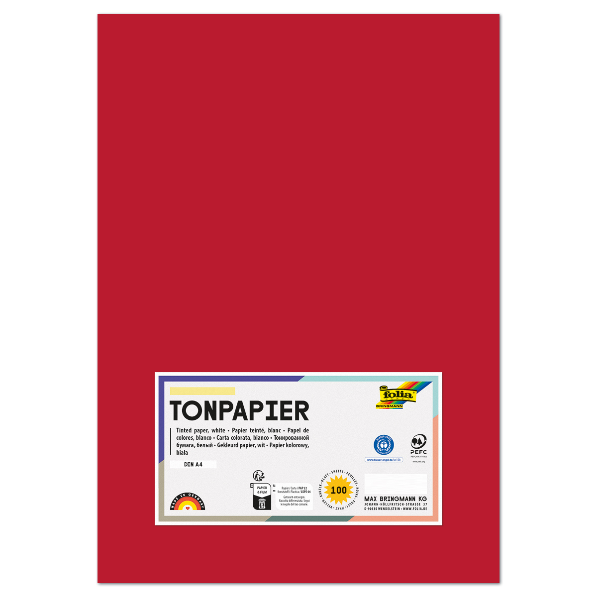 Tonpapier 130g/m² DIN A4 100 Bl. ziegelrot