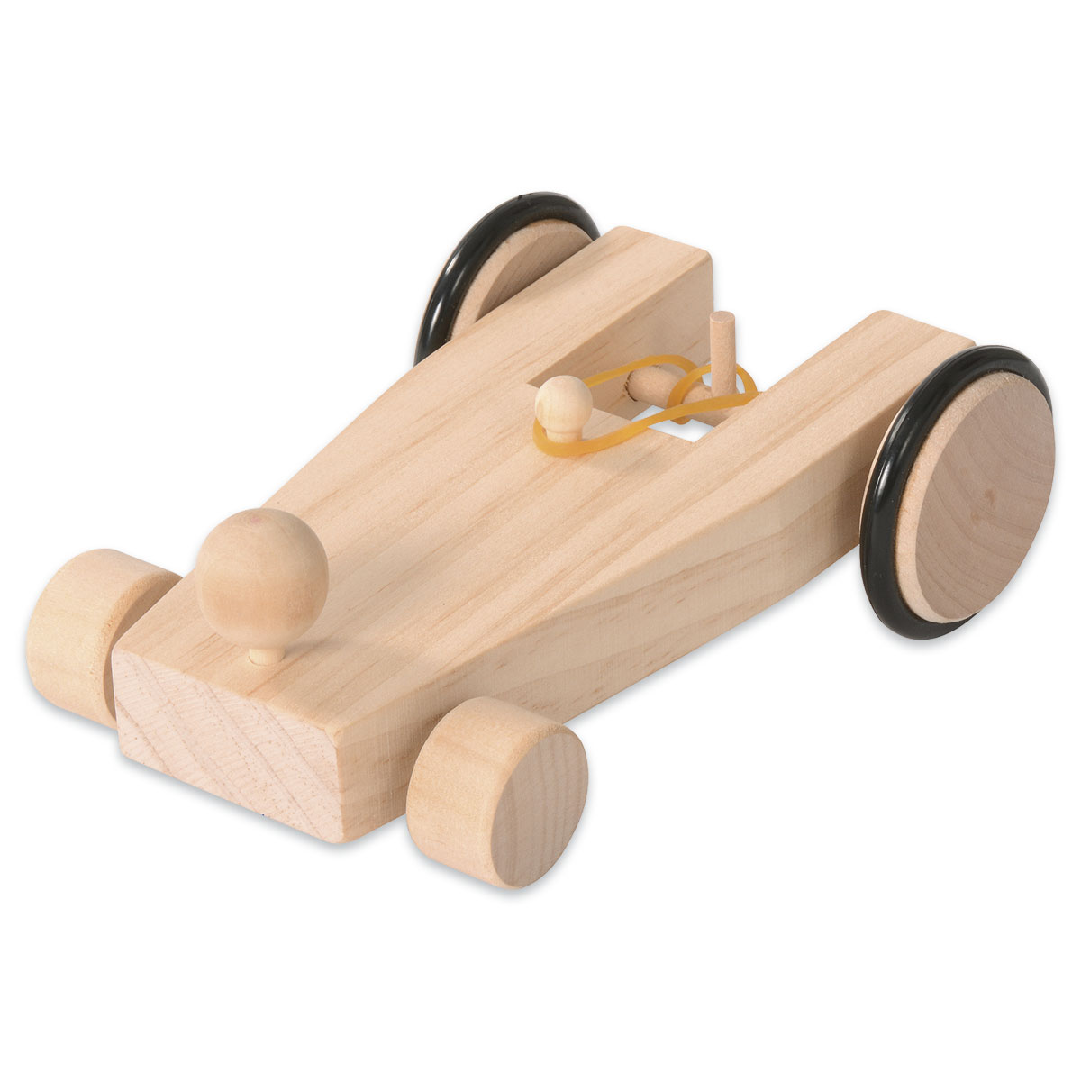 Holzauto mit Gummiantrieb 14x9,5x4,5 natur