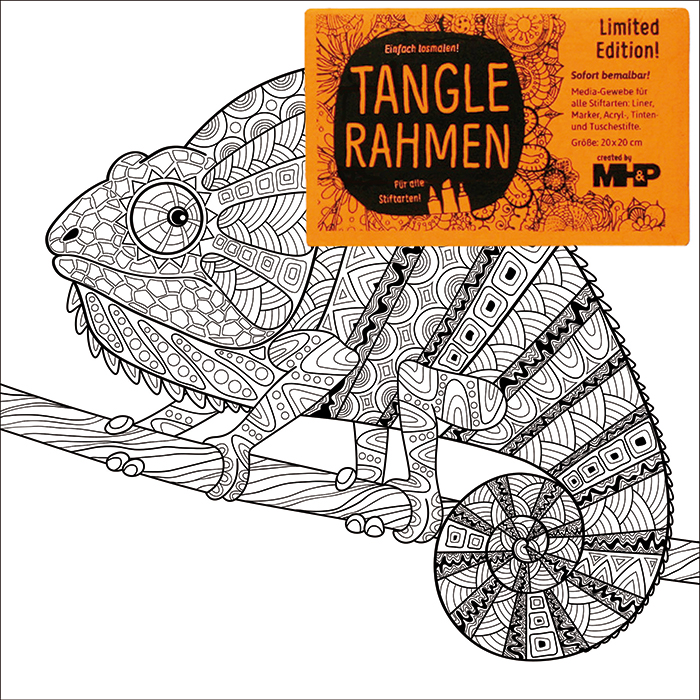 5770204576TdfVyF5R5uL Tangle-Keilrahmen 20x20x2cm Chamäleon