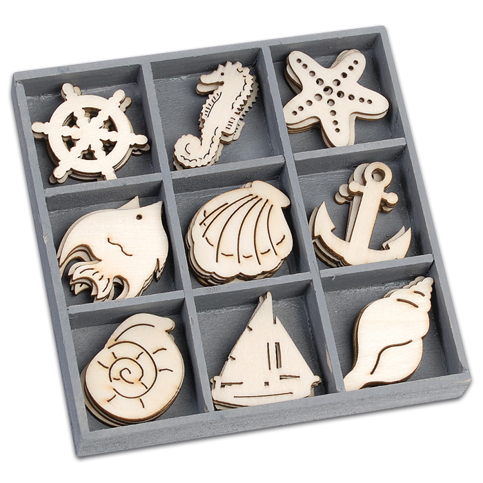Mini-Holzornamente Ocean Paradise 45 St. natur