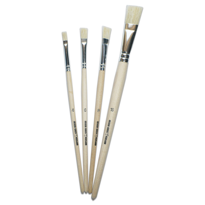 Borstenpinsel kurzer Stiel Schweineborste 4er-Set