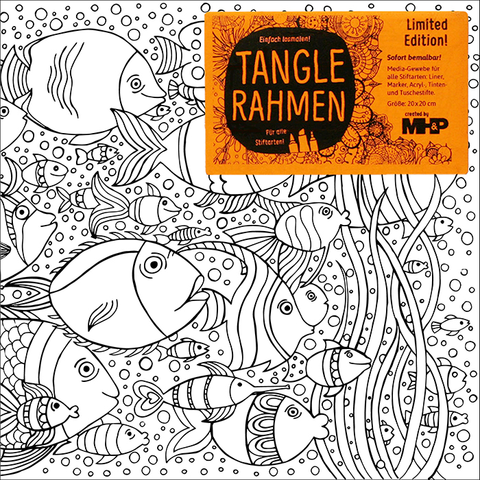 577020469XLQ36KnUqCjk Tangle-Keilrahmen 20x20x2cm Fischschwarm