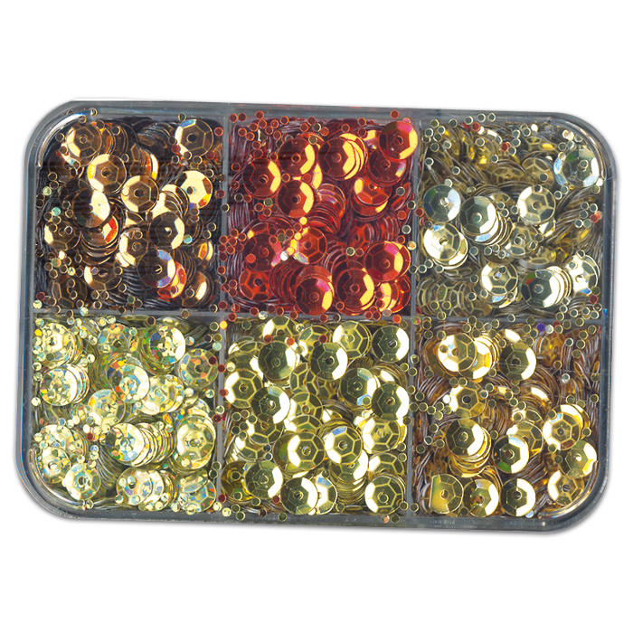 Pailletten 6,5mm 50g gold/braun/rot