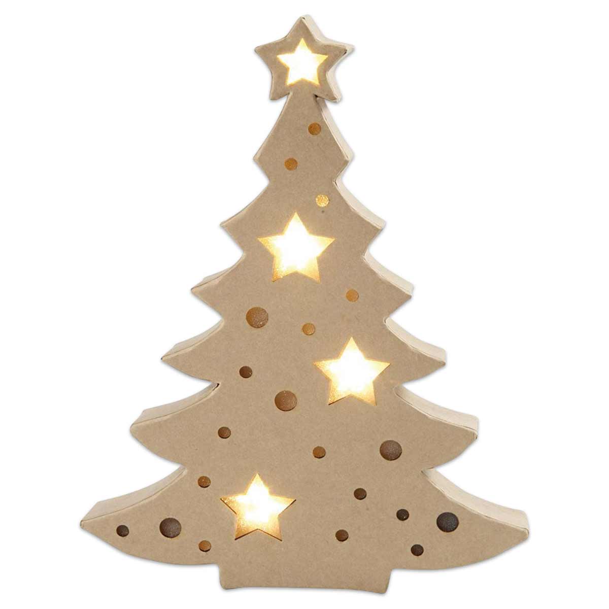 Leuchtender Tannenbaum Pappmaché 27x21,5x4cm