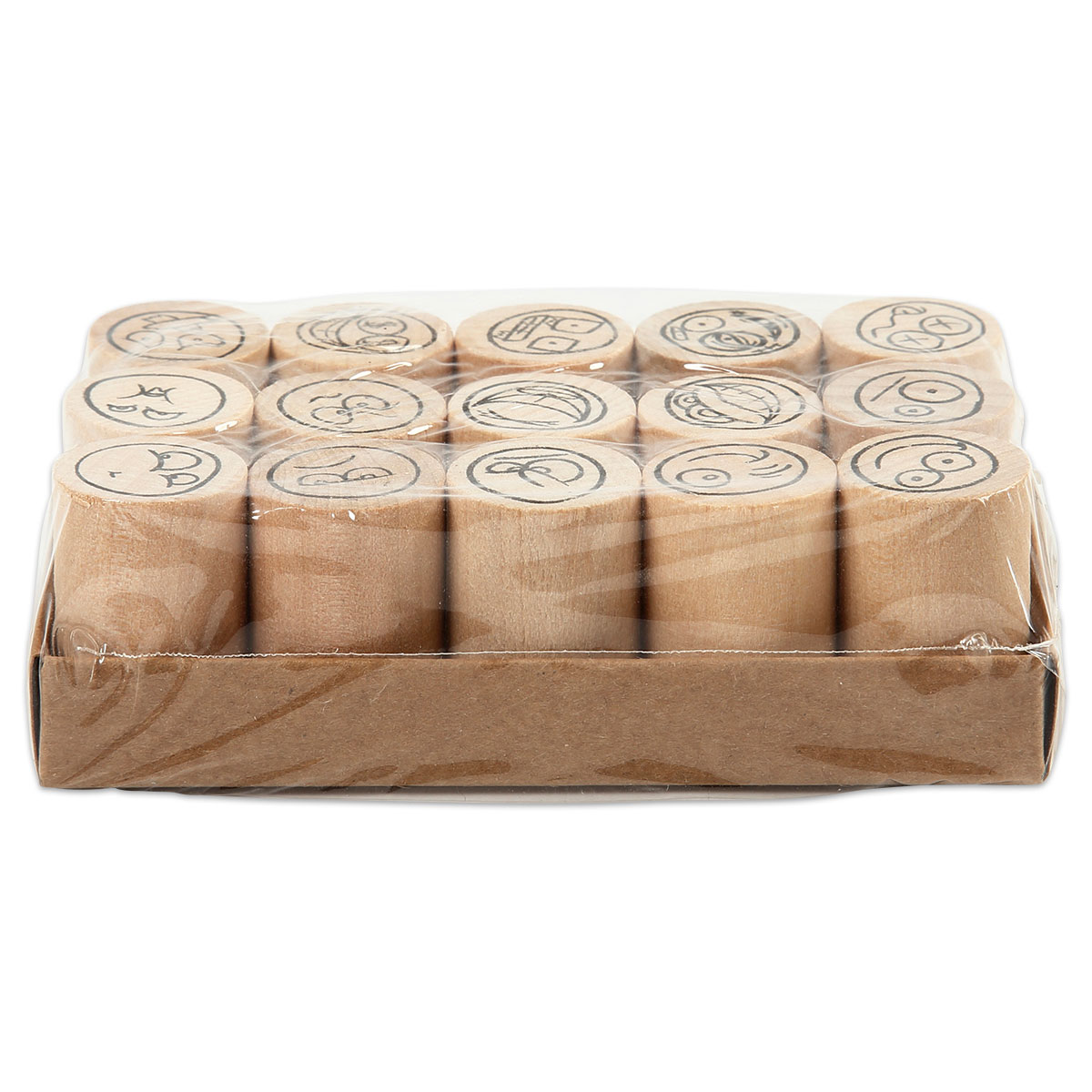 50328581_2 Stempelset Smiley Holz/Gummi 20x26mm 15 Motive/St
