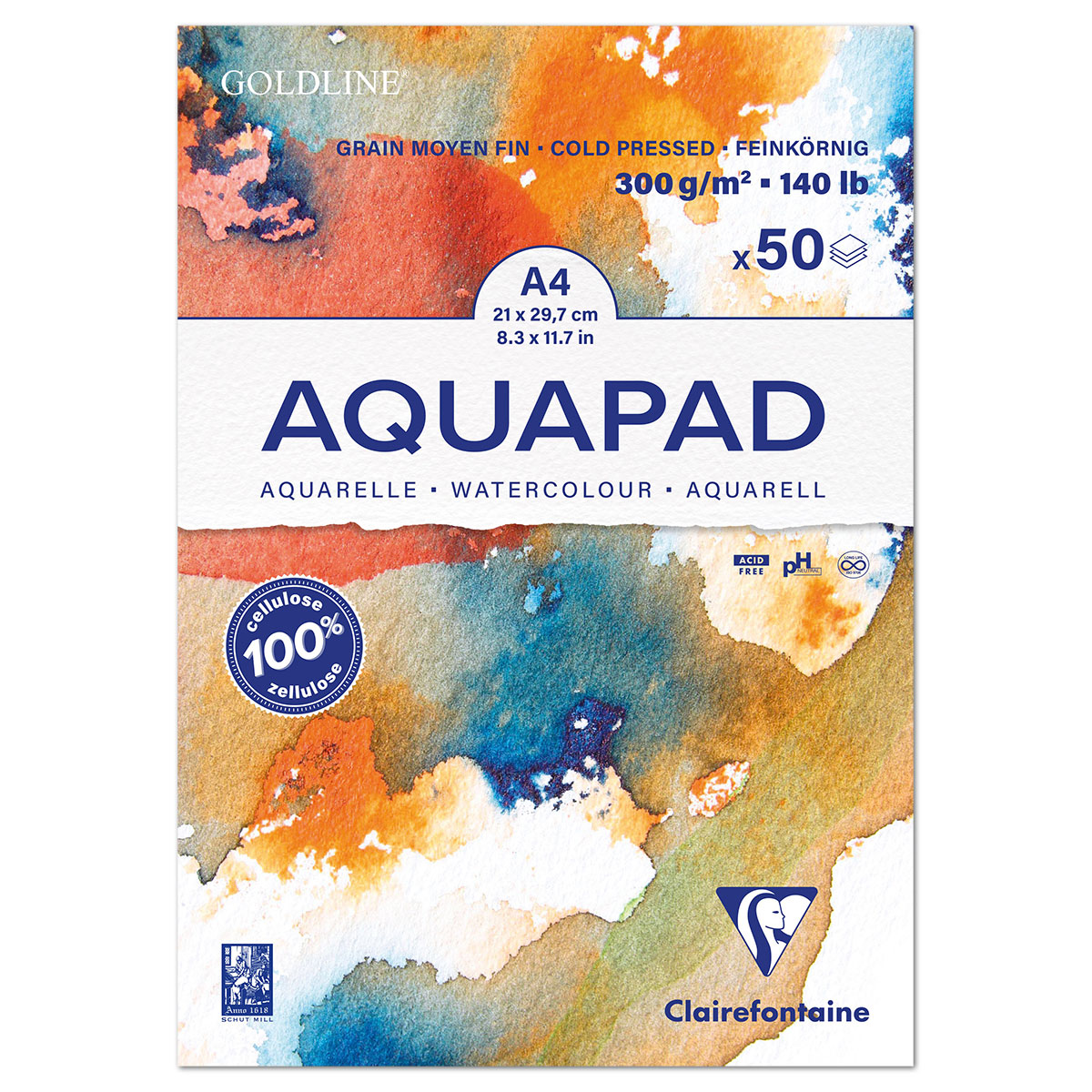 53775721BsKdfT5EyJSmA Aquapad Aquarellblock 300g/m² A4 50 Blatt weiß