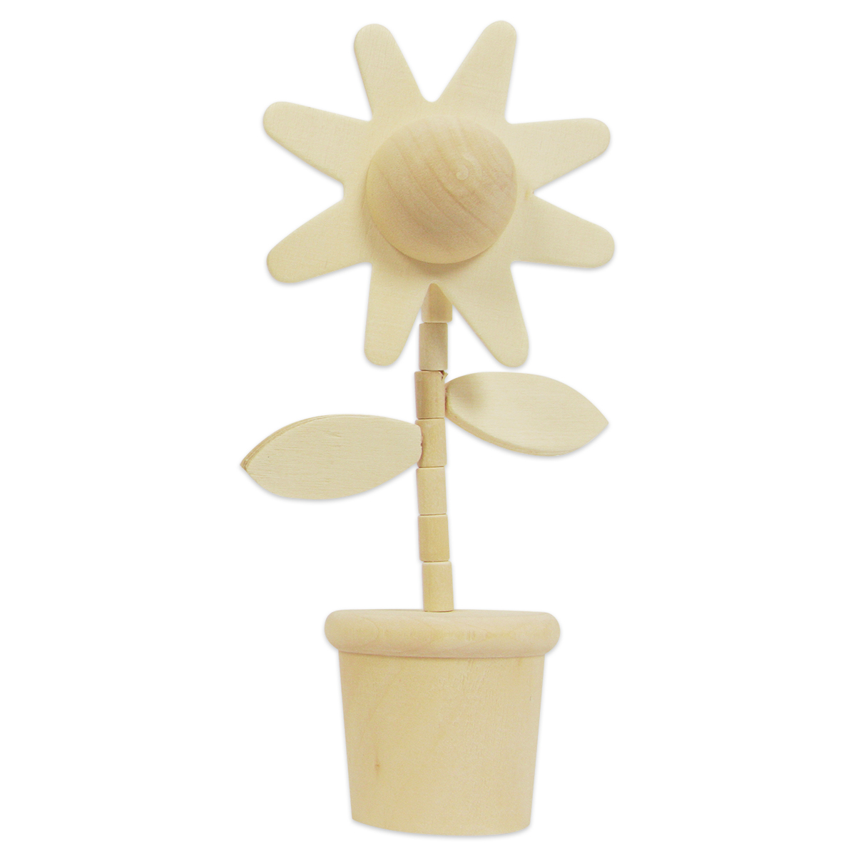 Drückfigur Wackelblume Holz ca. 14cm natur