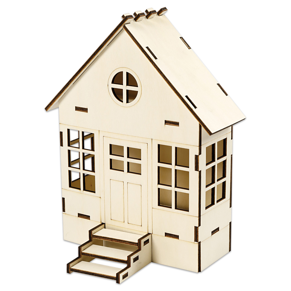 Holzbausatz Haus ca. 24x6(12,5)x19cm 13 Teile