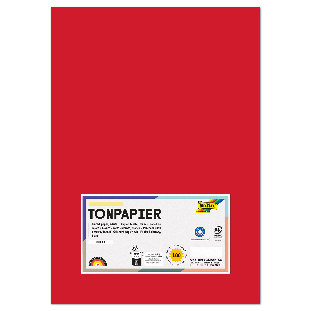 Tonpapier 130g/m² DIN A4 100 Bl. hochrot