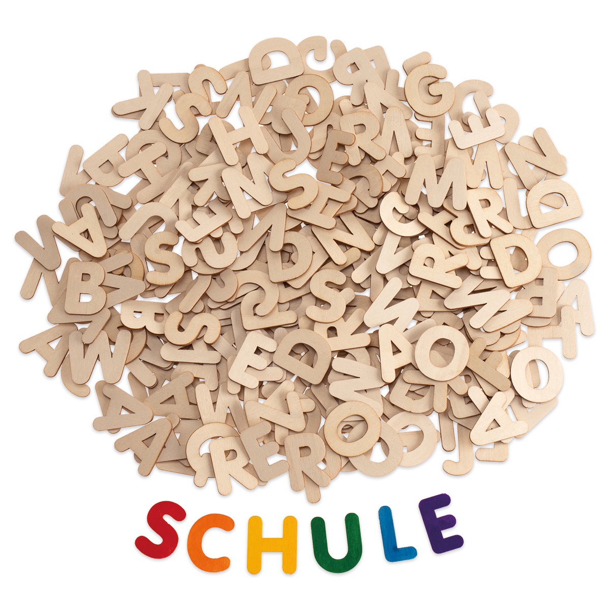 Holzbuchstaben-Set 3x2,5cm 300-teilig natur