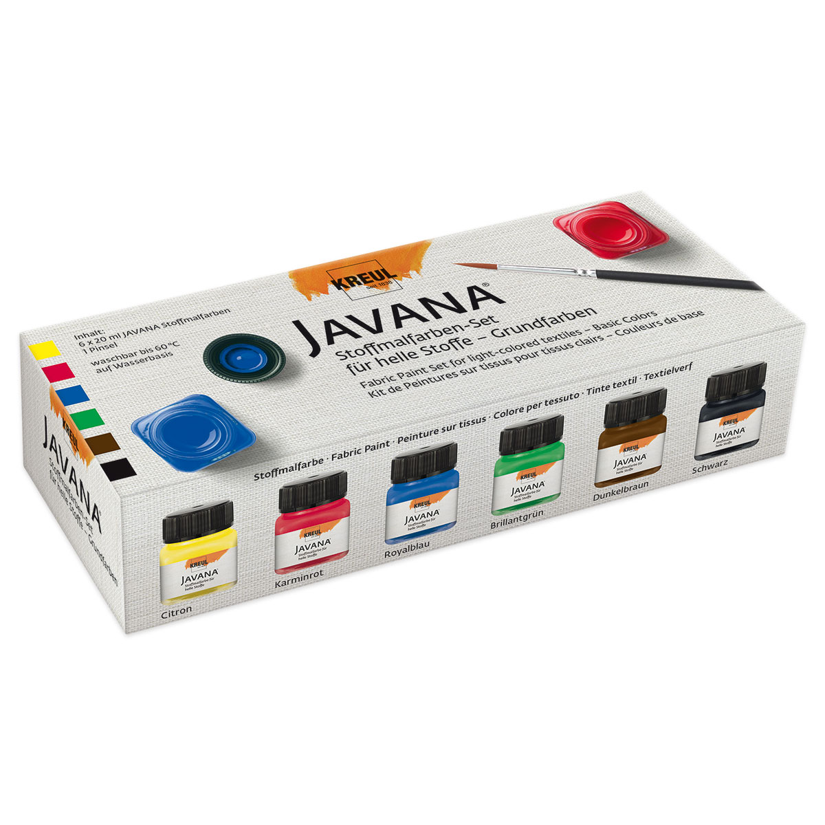 KREUL Javana Stoffmalfarben-Set Grundfarben 6 Farben à 20ml