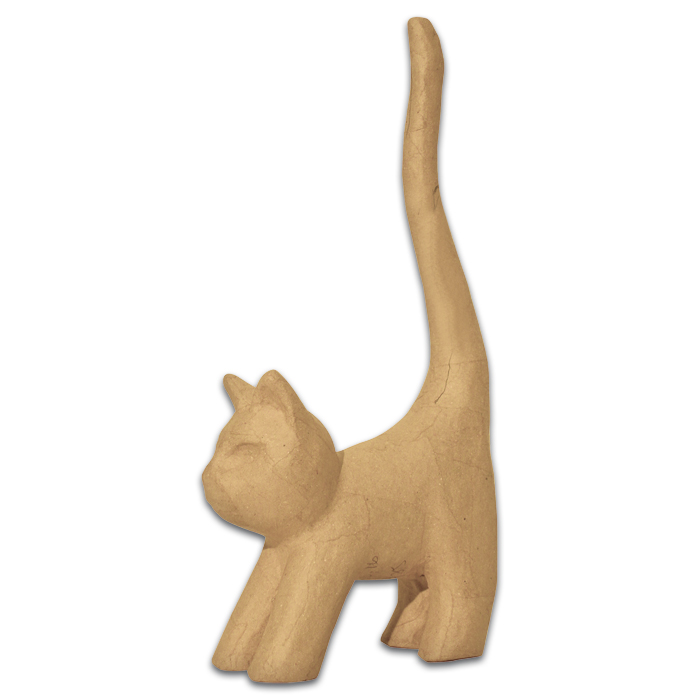 53700112QDeUfivJr69m9 Katze stehend Pappmaché 13,5x7x32cm