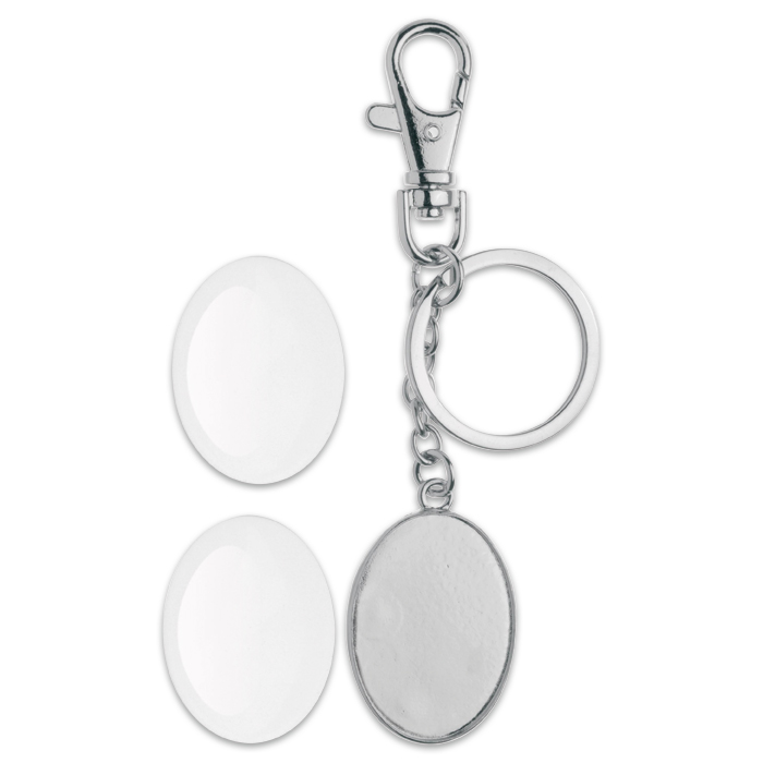 Schlüsselanhänger + Cabochon 37x27mm oval silberf.