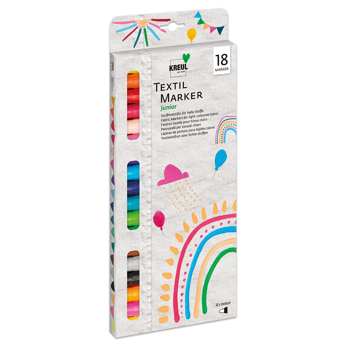 KREUL Textil Marker medium Junior 18 St./Farben