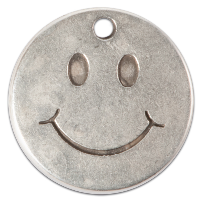 Metallanhänger Smiley Ø 20mm altplatinfarben