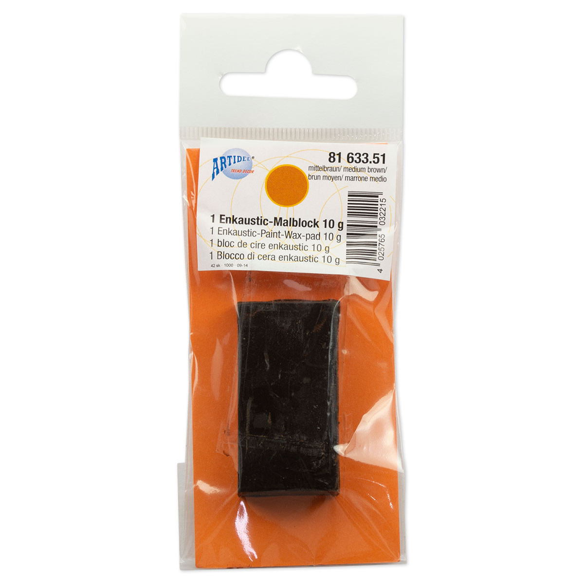 Enkaustik-Malblock 45x25x10mm ca. 10g mittelbraun