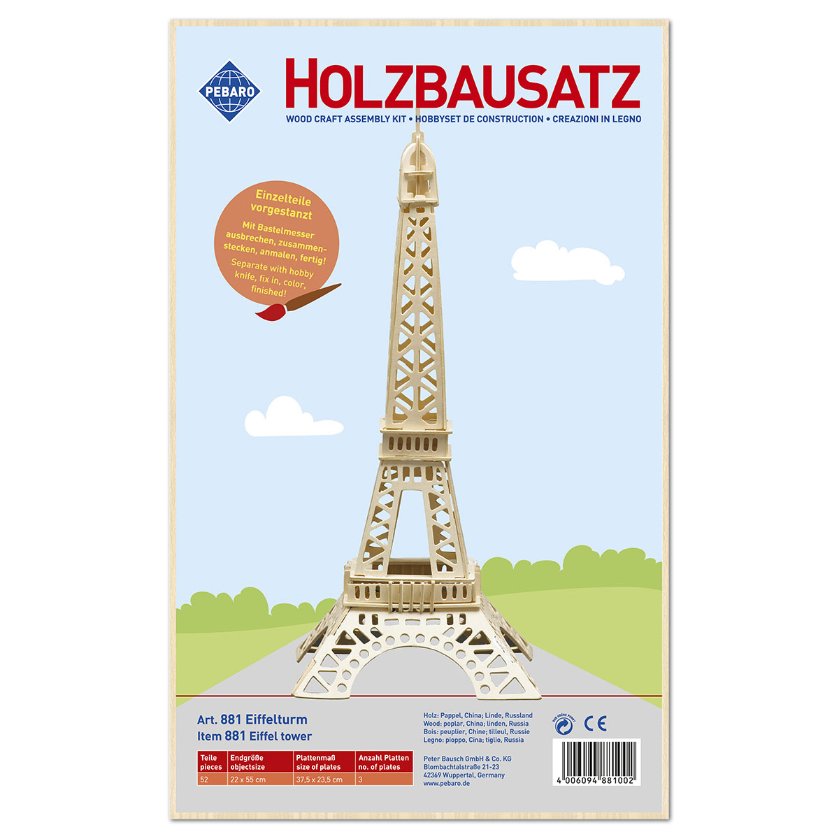 58708810_1 Holzbausatz Eiffelturm 22x55cm 52 Teile