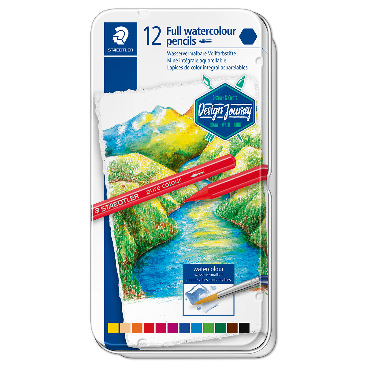Full watercolour Aquarell-Vollfarbstift 12 St./Farben