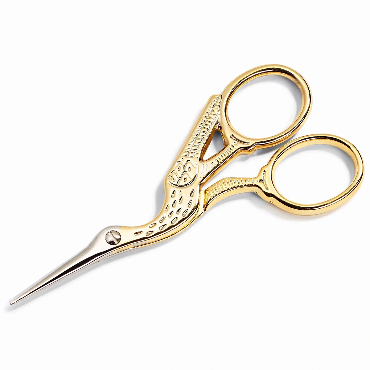 Stickschere Storch 9cm vergoldet