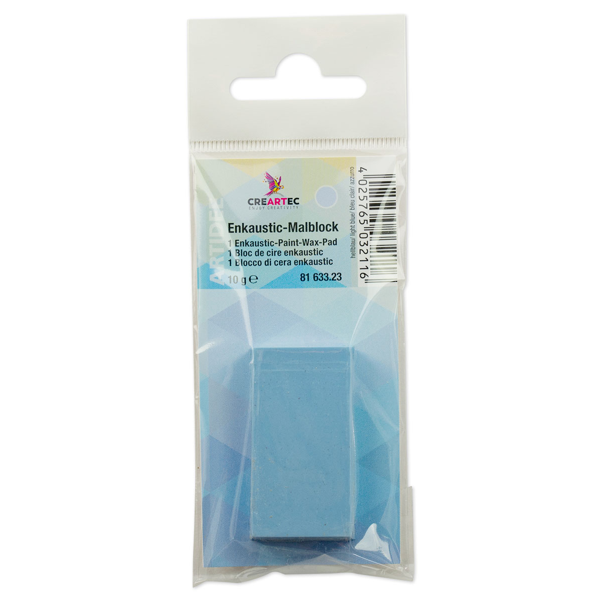 Enkaustik-Malblock 45x25x10mm ca. 10g hellblau