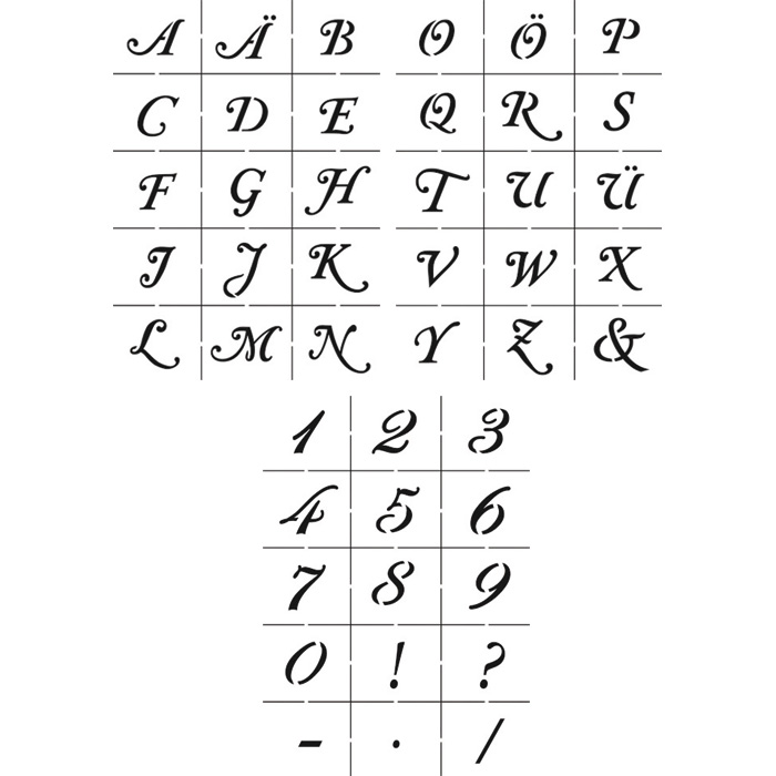 Universal-Schablonen DIN A5 Zahlen & Alphabet groß