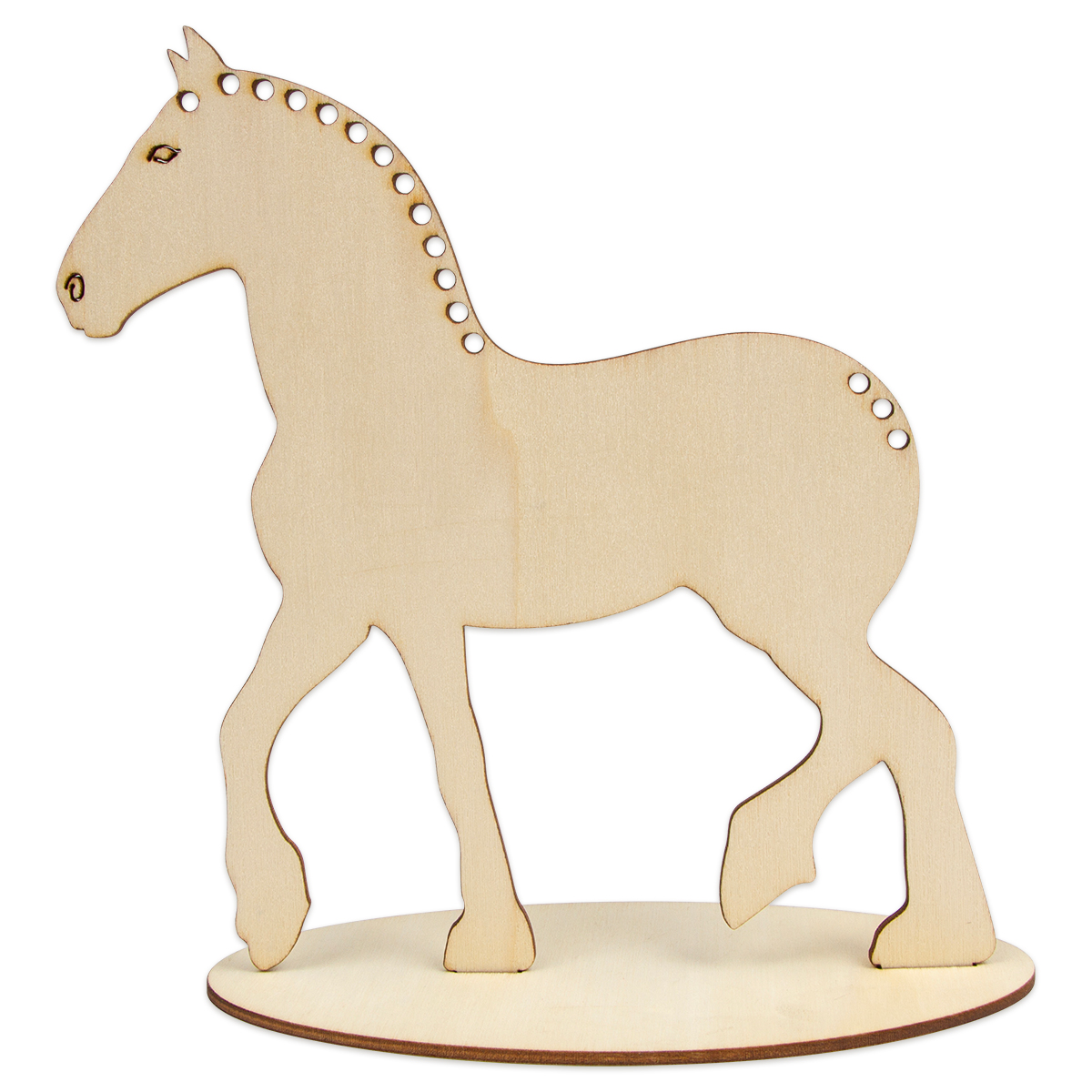 Fädelknüpfen Pferd Holz 3mm ca. 16,5cm natur