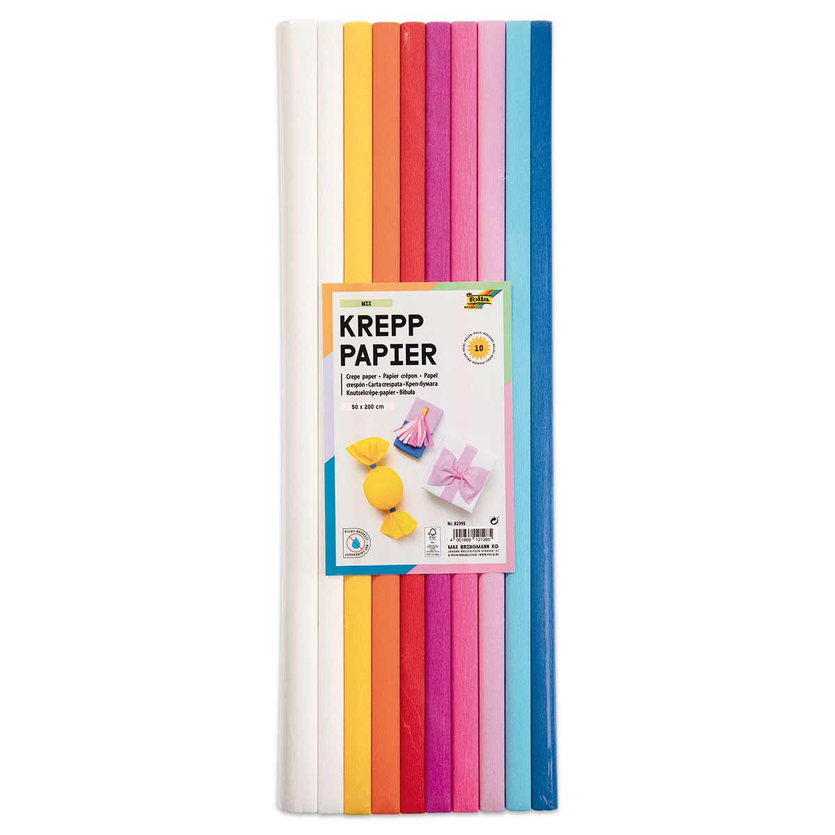 Krepp-Papier-Set Mix 50x200cm 10 Rollen/Farben