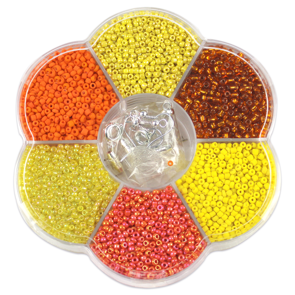 Rocailles Glas 2,6mm ca. 110g orange/gelbton mix