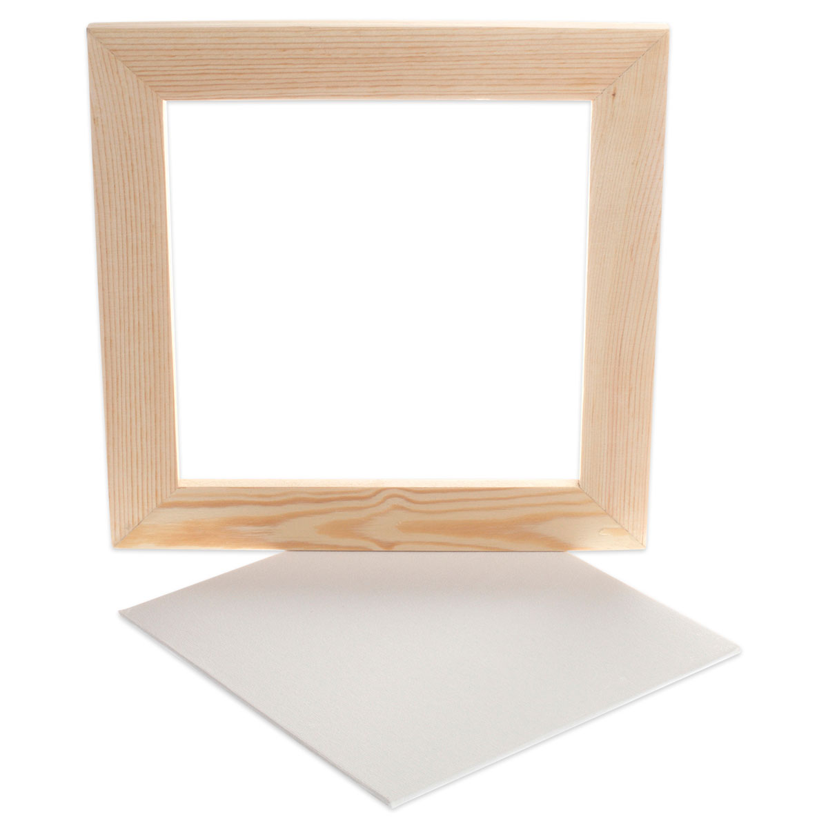 Gerahmte Leinwand Holz 25,8x25,8x1,5cm natur/weiß