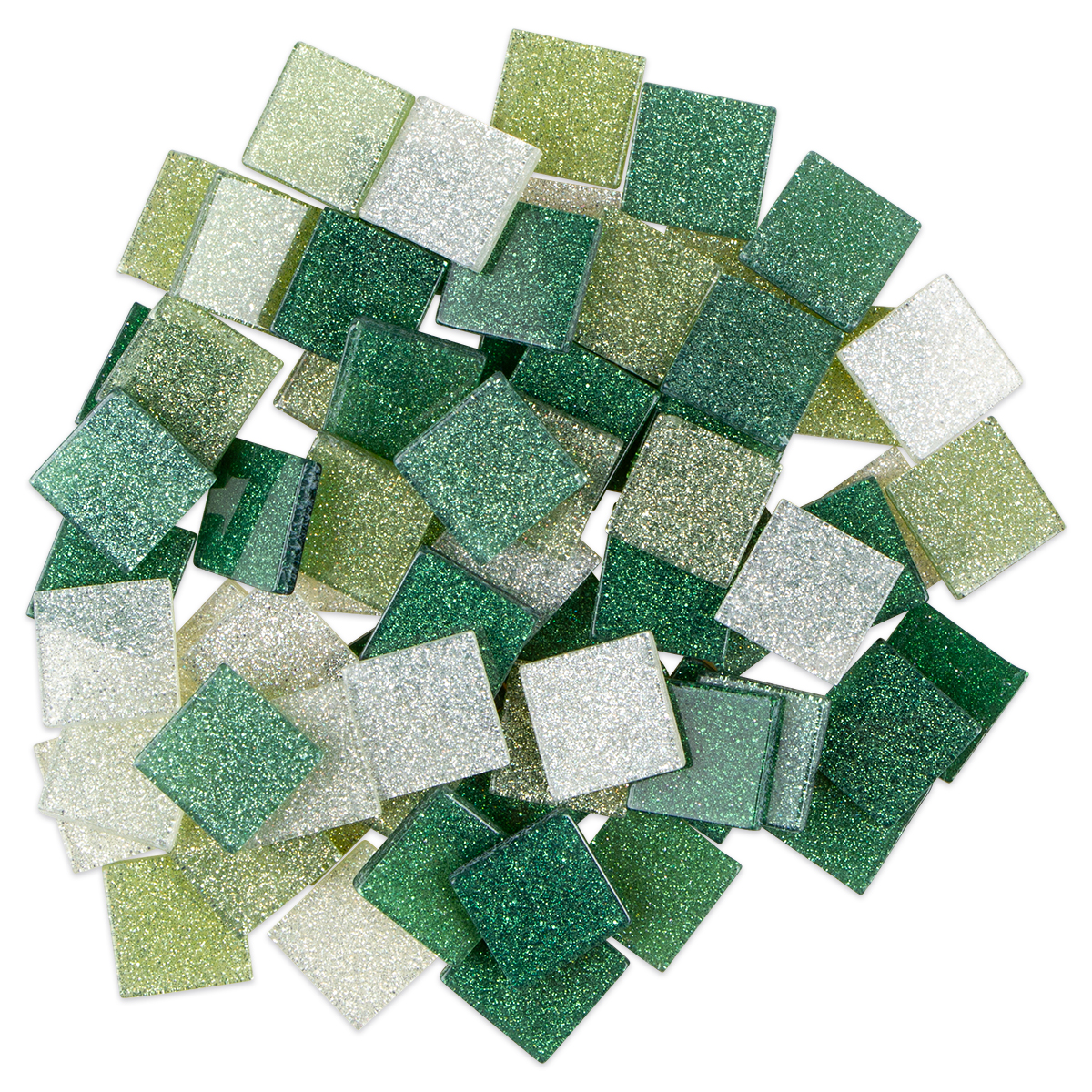 Kunstharz Mosaik 10x10mm 45g Glitter grün-mix