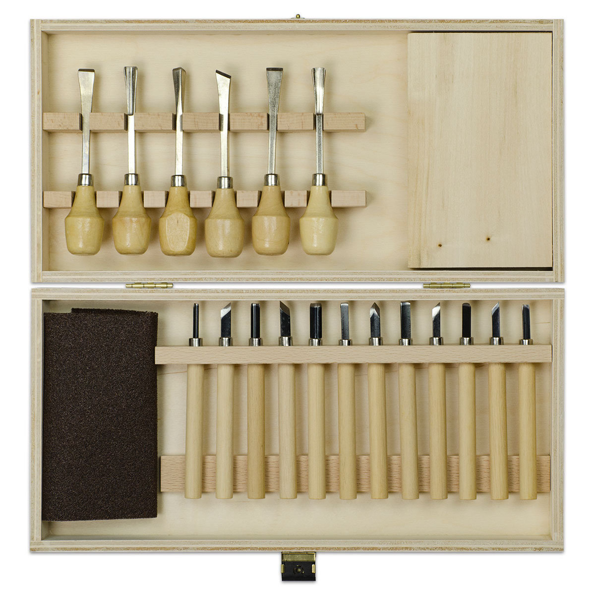 Schnitz-Set inkl. 6 Beitel 12 Messer 20-teilig