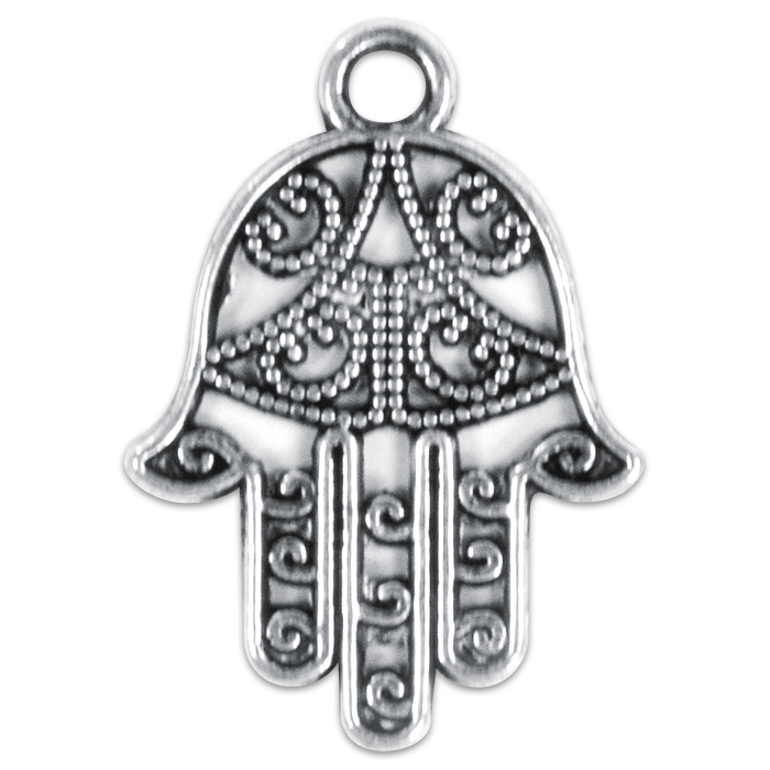 Metallanhänger Hand der Fatima ca. 19mm altsilberf