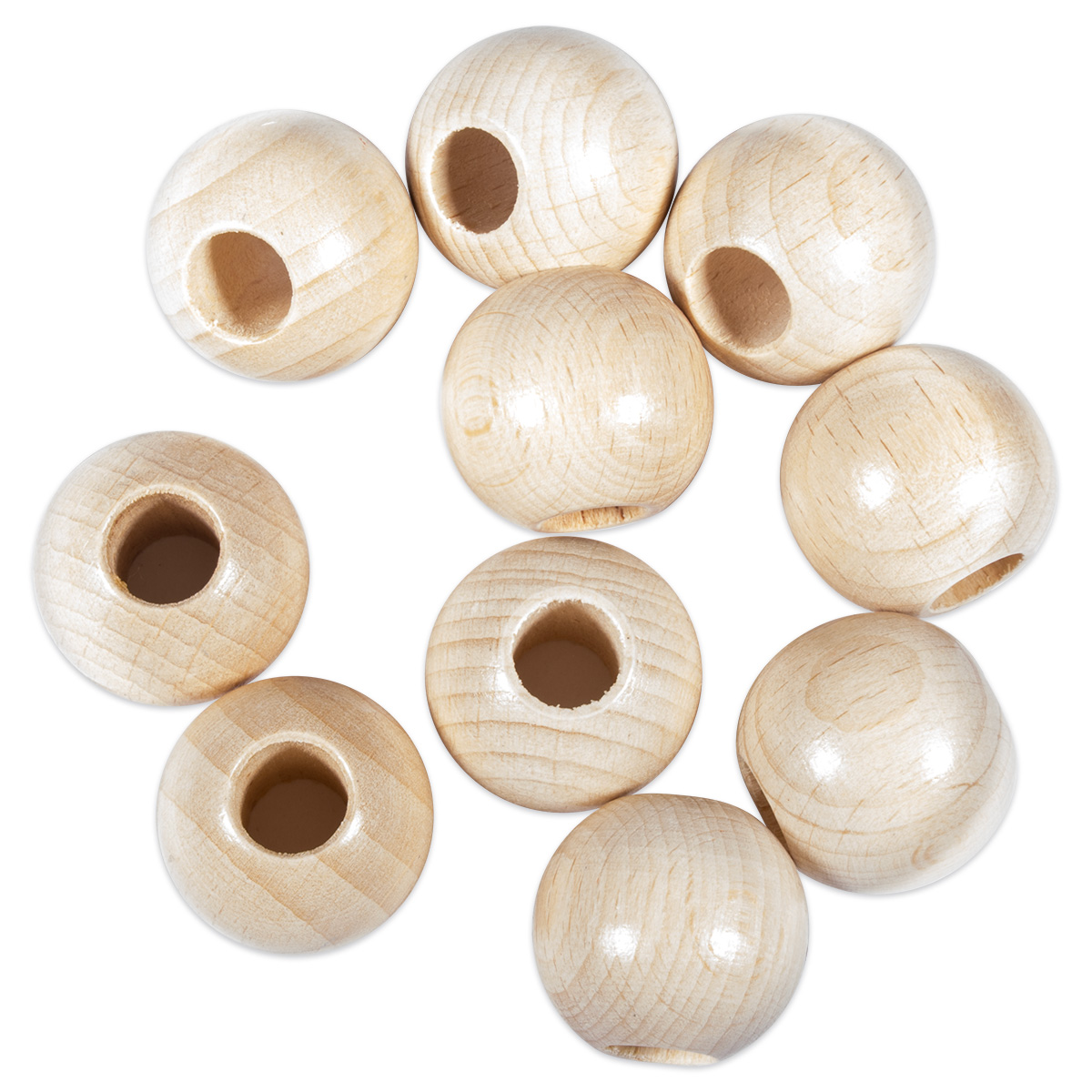 Rundperlen Holz Ø 20mm 20 St. natur lackiert