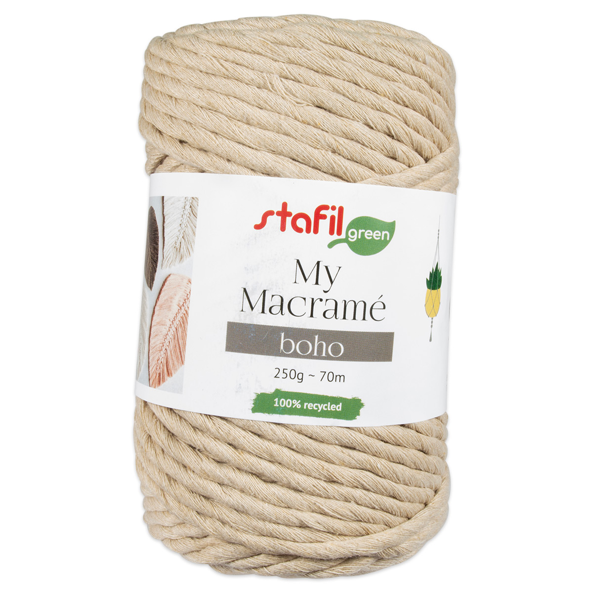 Makramee Boho Garn Ø 4mm 250g beige